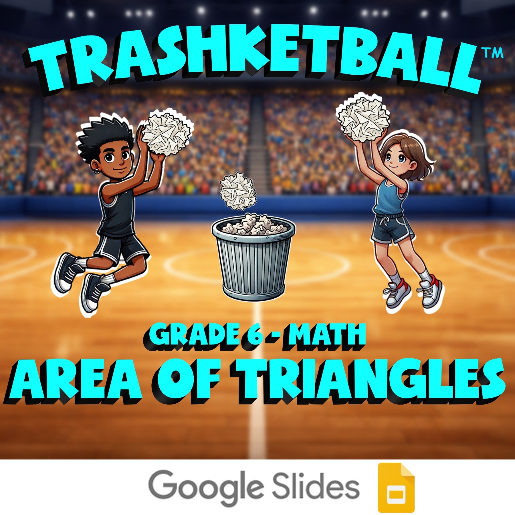 Area of Triangles TRASHKETBALL Math Game - No Prep Grade 6 Review Activity