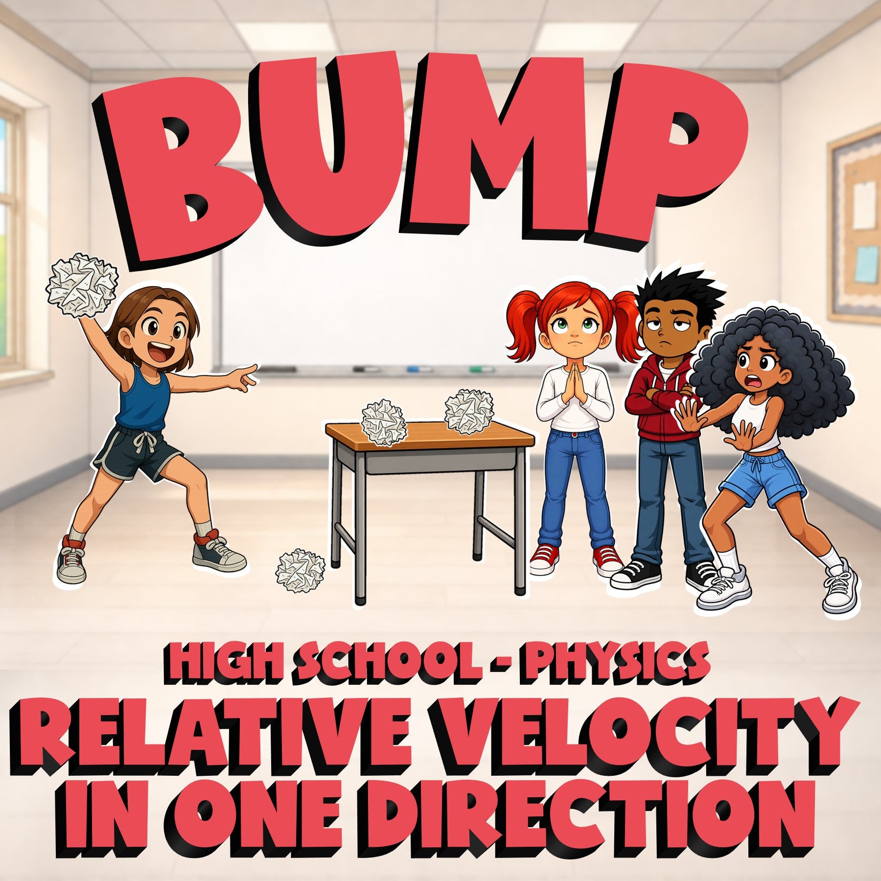 Relative Velocity in One Direction BUMP Science Game - No Prep Physics Review