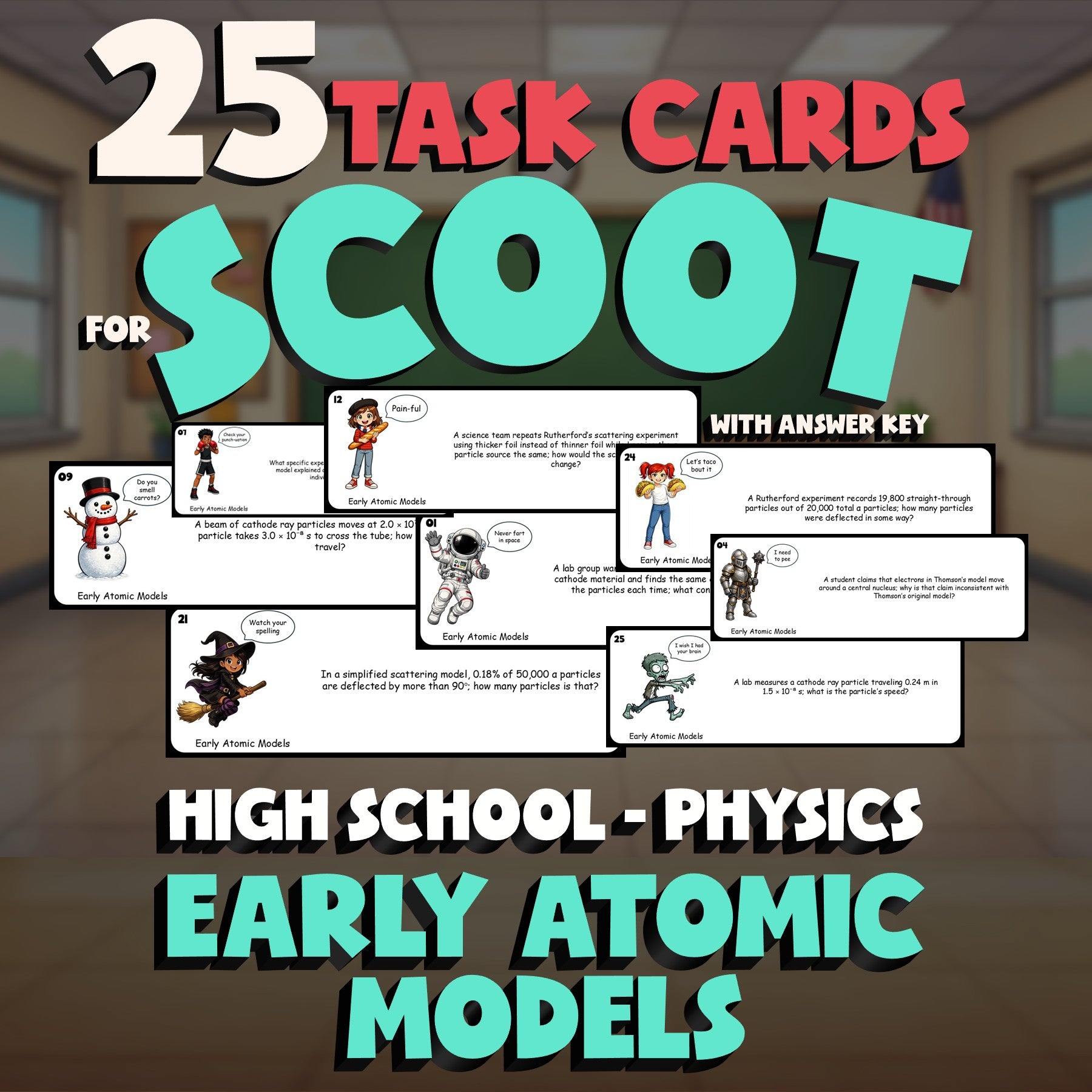 Early Atomic Models SCOOT TASK CARDS Science Game - No Prep Physics Review