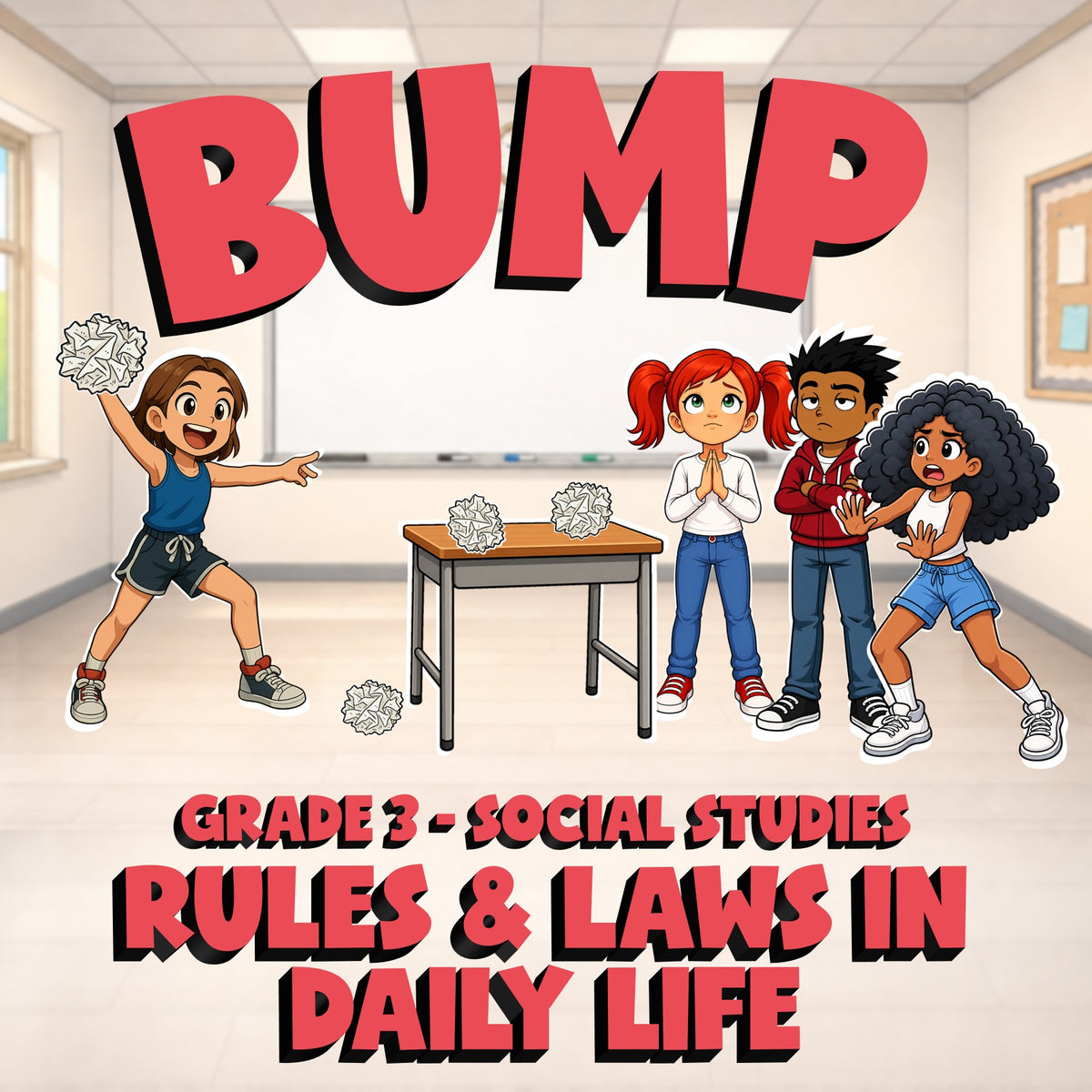 Rules & Laws in Daily Life BUMP Socials Game - No Prep Grade 3 Review Activity