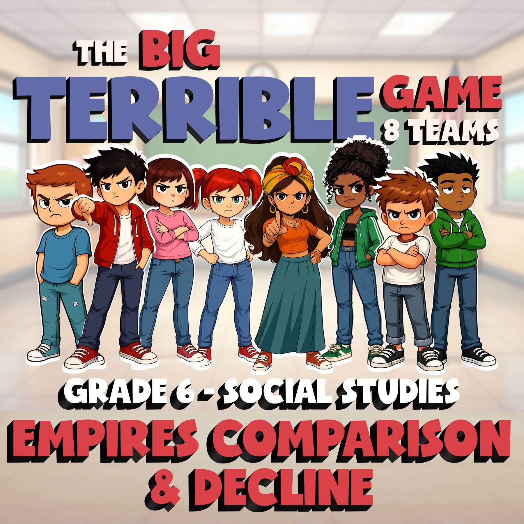 Empires Comparison & Decline BIG TERRIBLE GAME - No Prep Grade 6 Socials Review