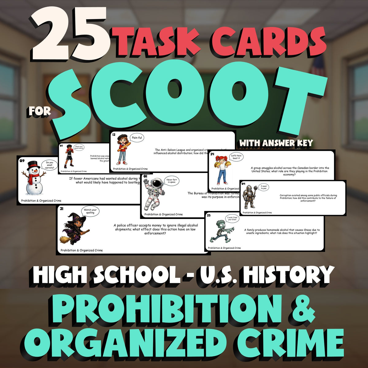 Prohibition & Organized Crime SCOOT TASK CARDS U.S. History Game - No Prep