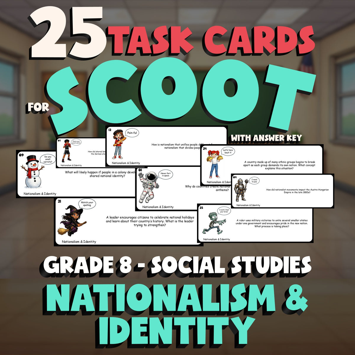 Nationalism & Identity SCOOT TASK CARDS Socials Game - No Prep Grade 8 Review