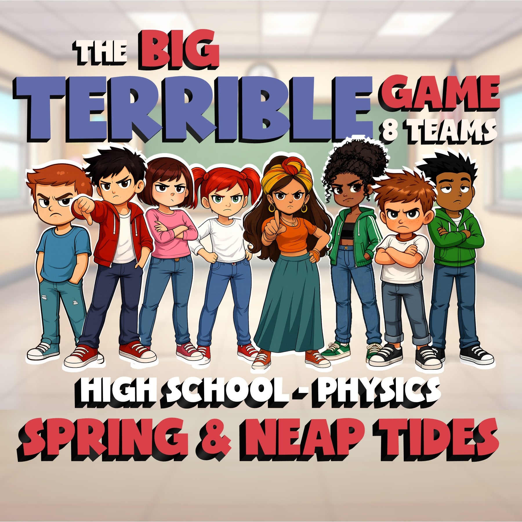 Spring & Neap Tides BIG TERRIBLE GAME - No Prep Physics Science Review Activity