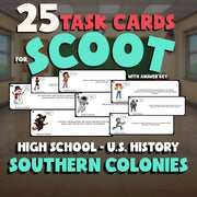 Southern Colonies SCOOT TASK CARDS U.S. History Game - No Prep Review Activity