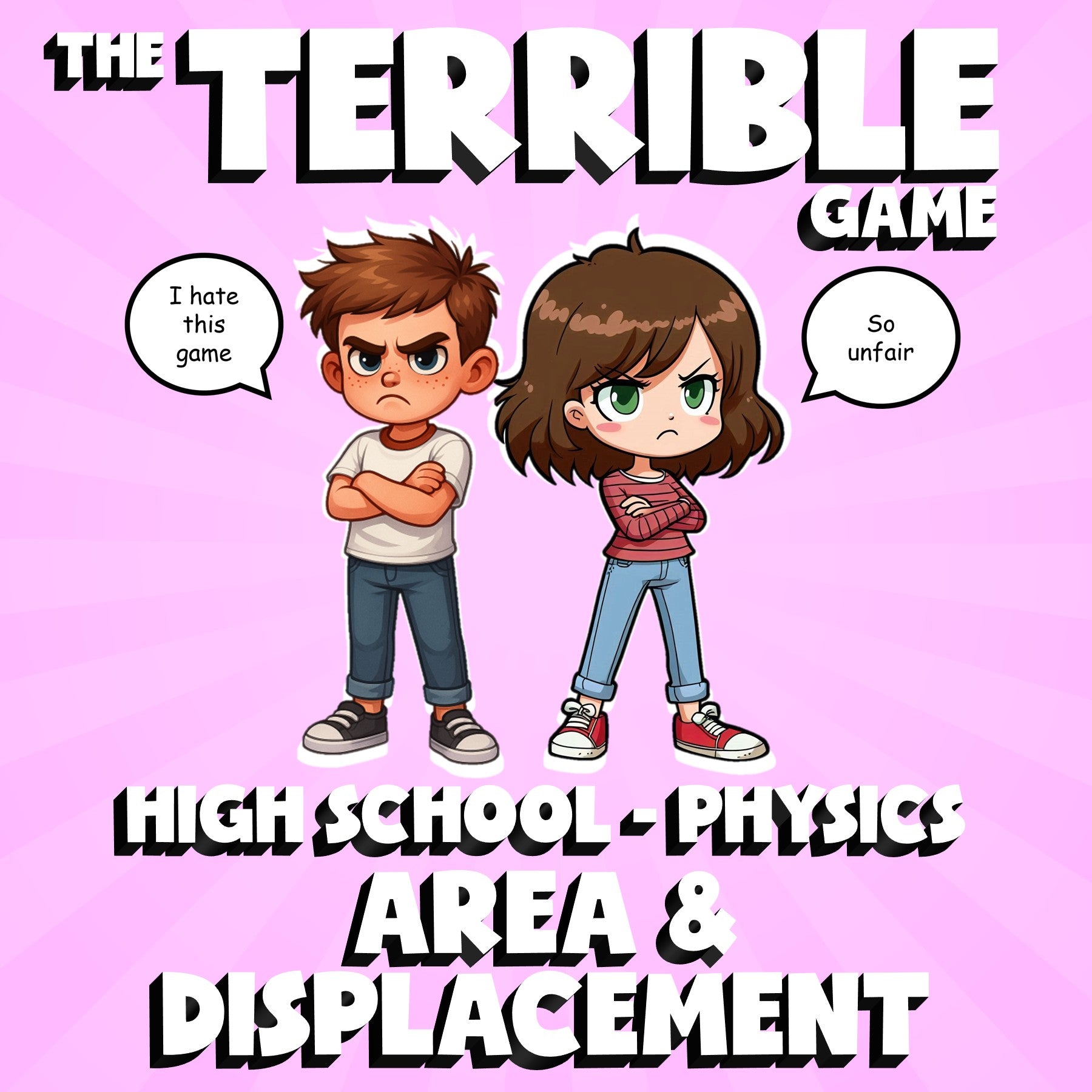 Area & Displacement THE TERRIBLE GAME - No Prep Physics Science Review Activity