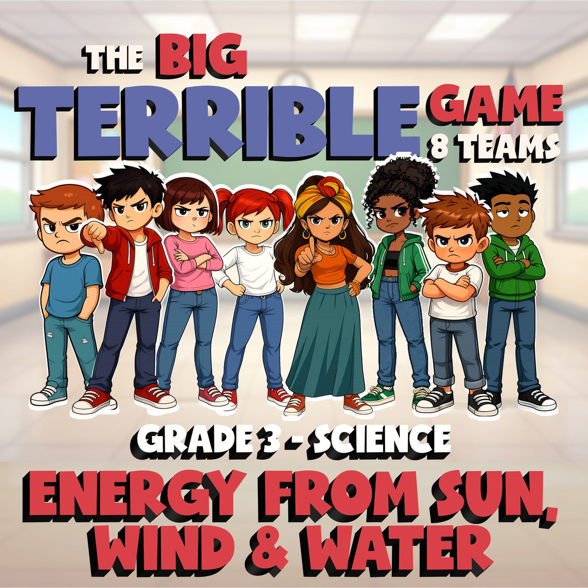 Energy From Sun, Wind & Water BIG TERRIBLE GAME - No Prep Grade 3 Science Review