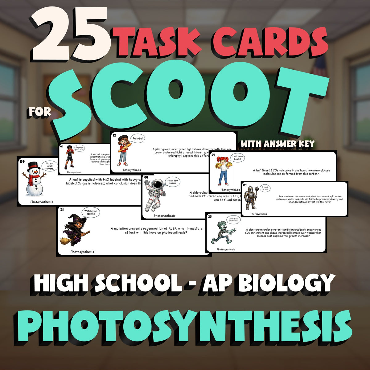 Photosynthesis SCOOT TASK CARDS Science Game - No Prep AP Biology Review