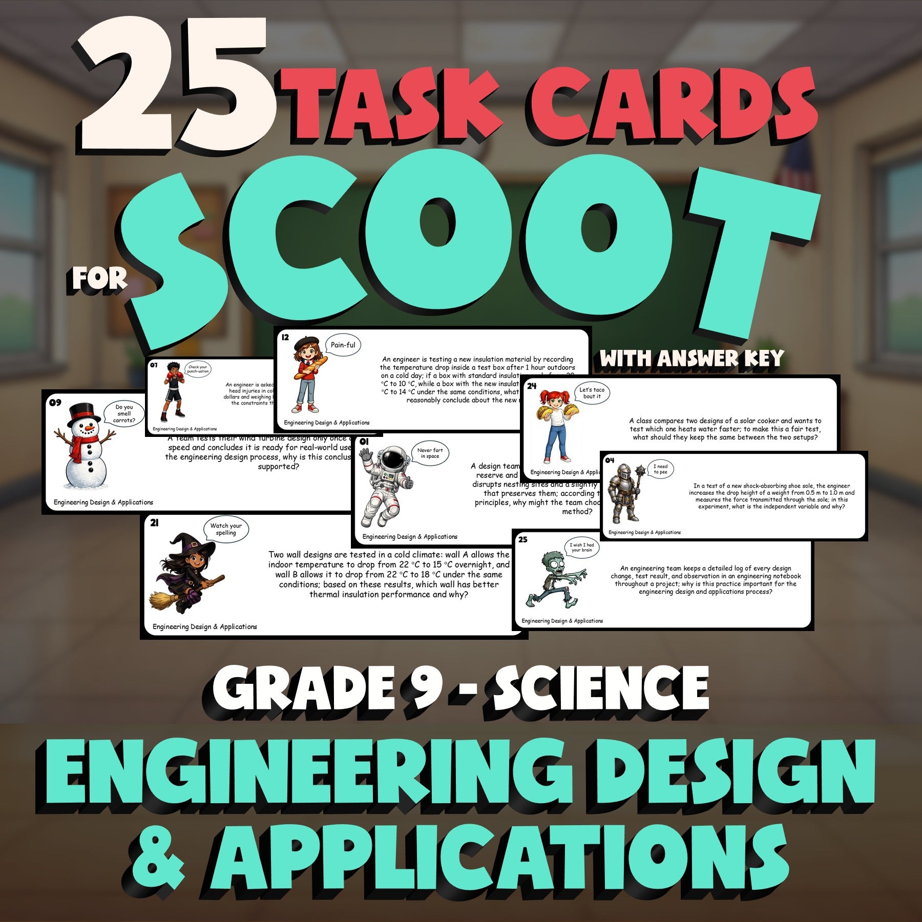 Engineering Design & Applications SCOOT TASK CARDS Science Game - Grade 9