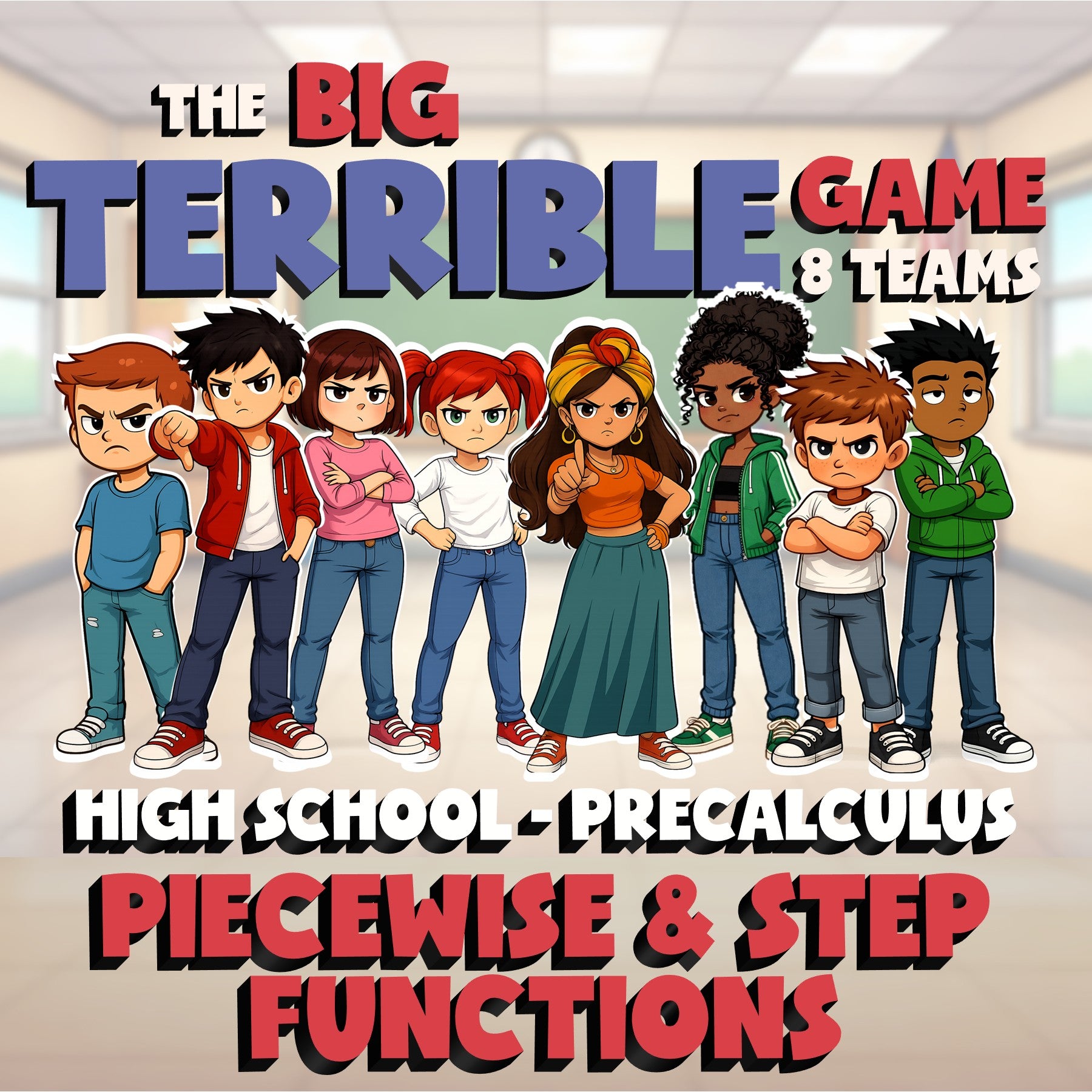 Piecewise & Step Functions BIG TERRIBLE GAME - No Prep PreCalculus Math Review