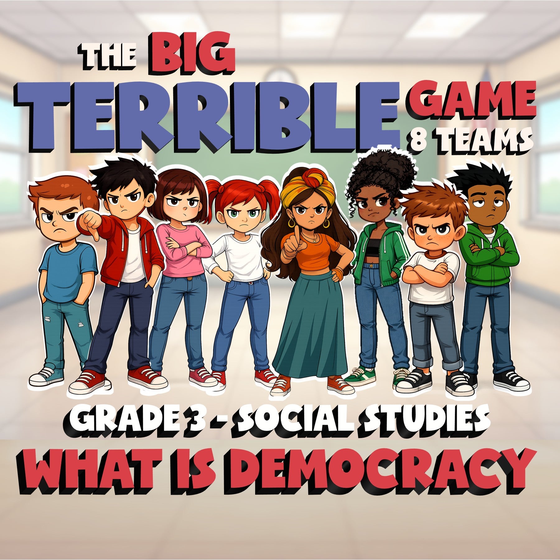 What Is Democracy BIG TERRIBLE GAME - No Prep Grade 3 Socials Review Activity