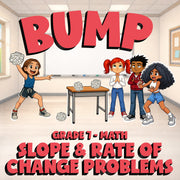 Slope & Rate of Change Problems BUMP Math Game - No Prep Grade 7 Review Activity