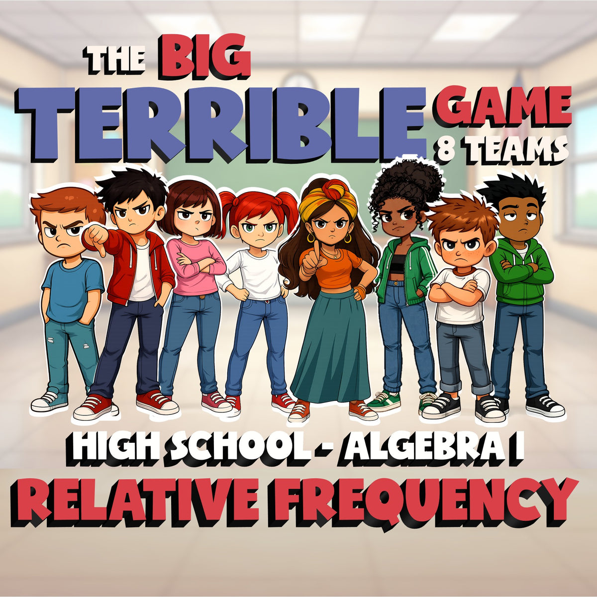 Relative Frequency BIG TERRIBLE GAME - No Prep Algebra 1 Math Review Activity