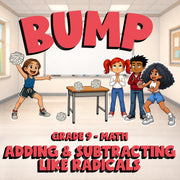 Adding & Subtracting Like Radicals BUMP Math Game - No Prep Grade 9 Review