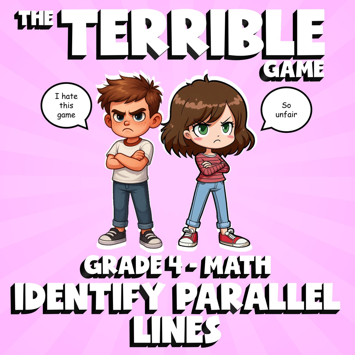 Identify Parallel Lines THE TERRIBLE GAME - No Prep Grade 4 Math Review Activity
