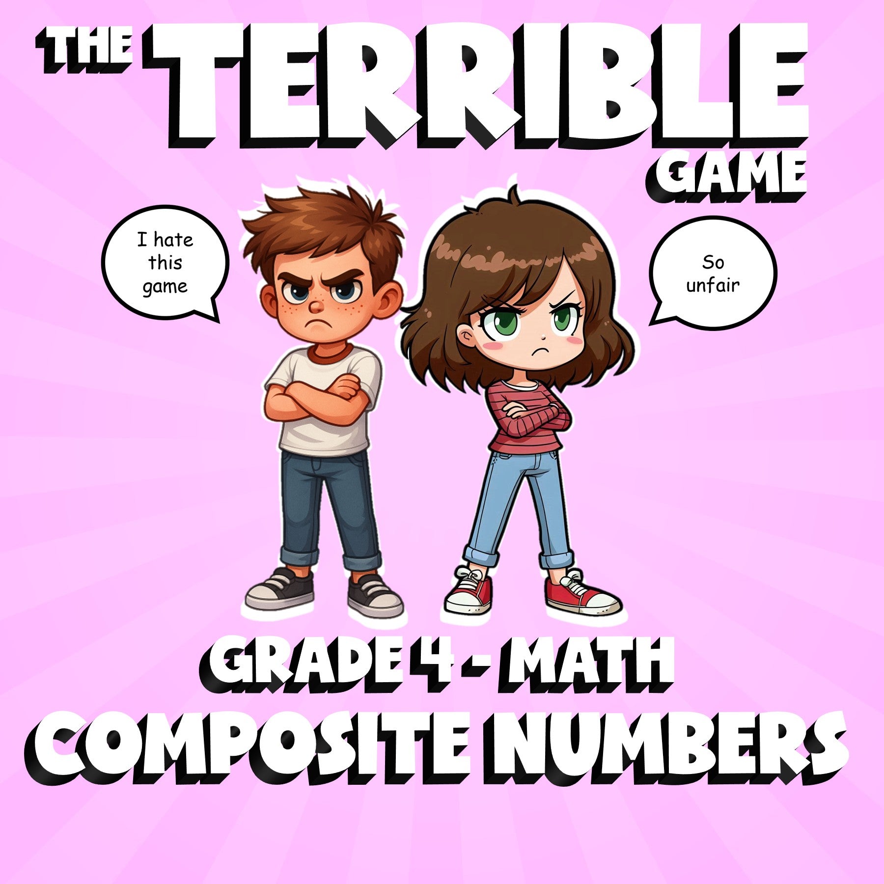 Composite Numbers THE TERRIBLE GAME - No Prep Grade 4 Math Review Activity