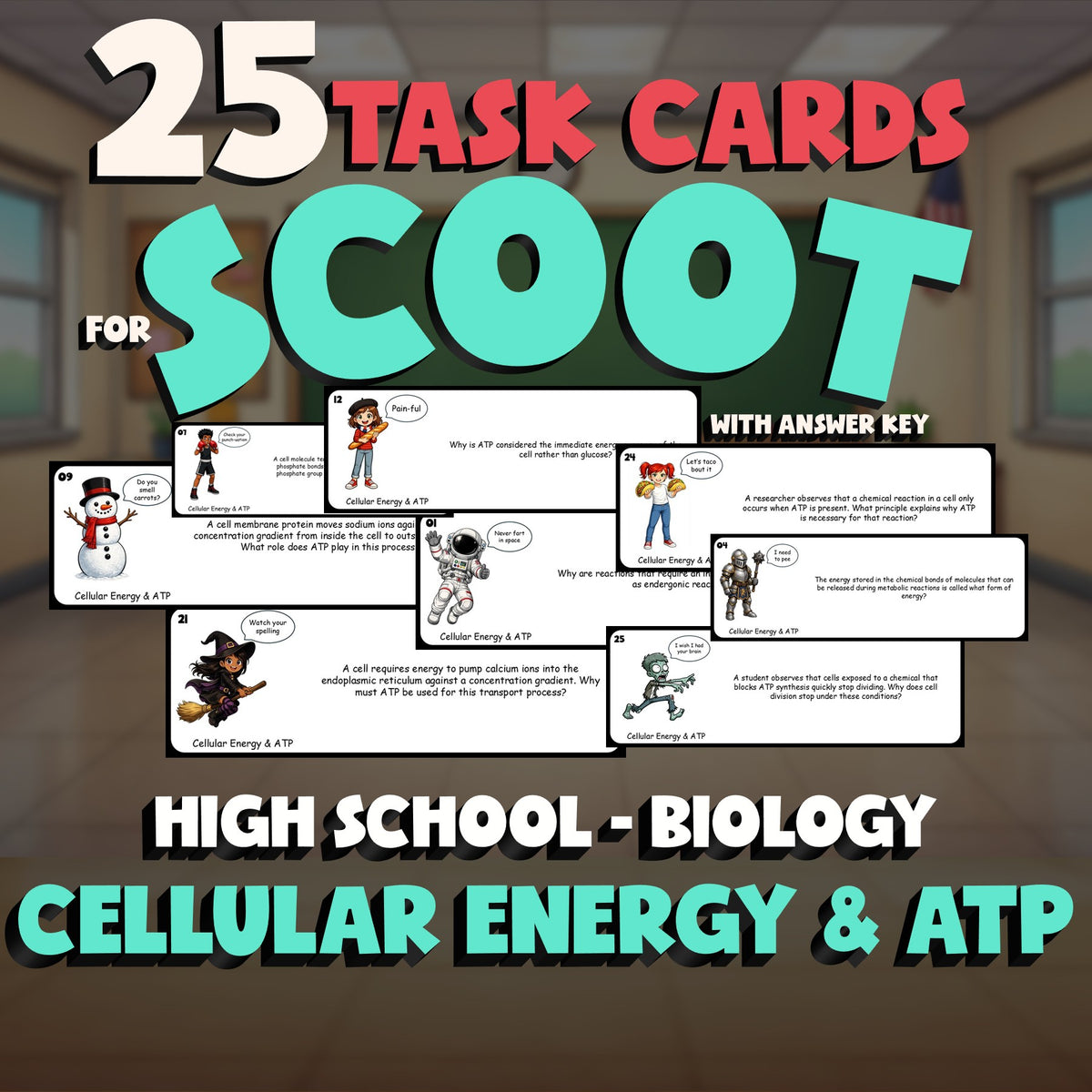 Cellular Energy & ATP SCOOT TASK CARDS Science Game - No Prep Biology Review