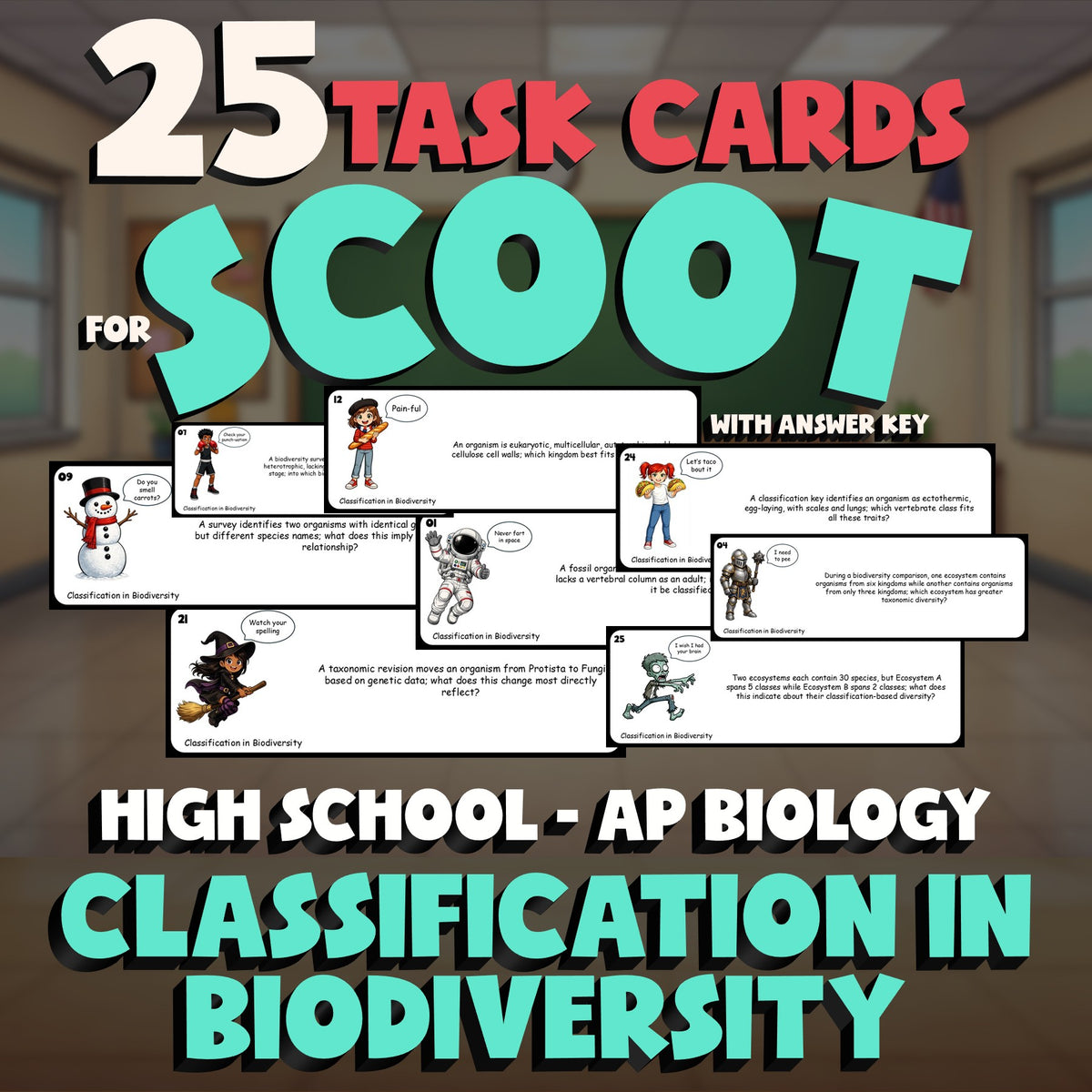 Classification in Biodiversity SCOOT TASK CARDS Science Game - AP Biology