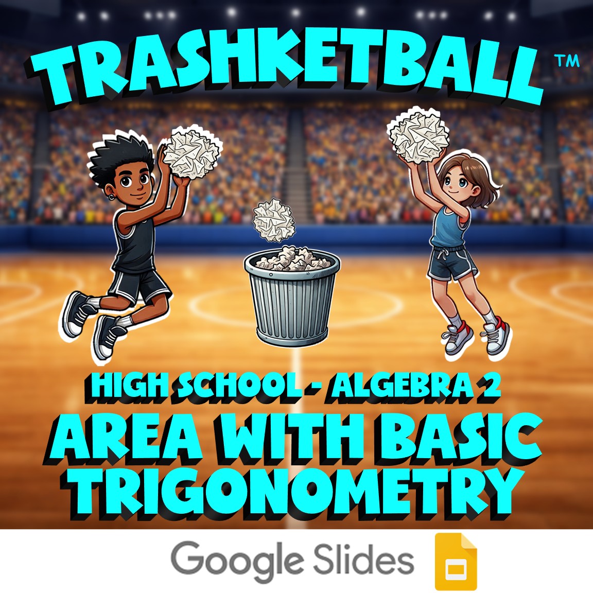Area with Basic Trigonometry TRASHKETBALL Math Game - No Prep Algebra 2 Review