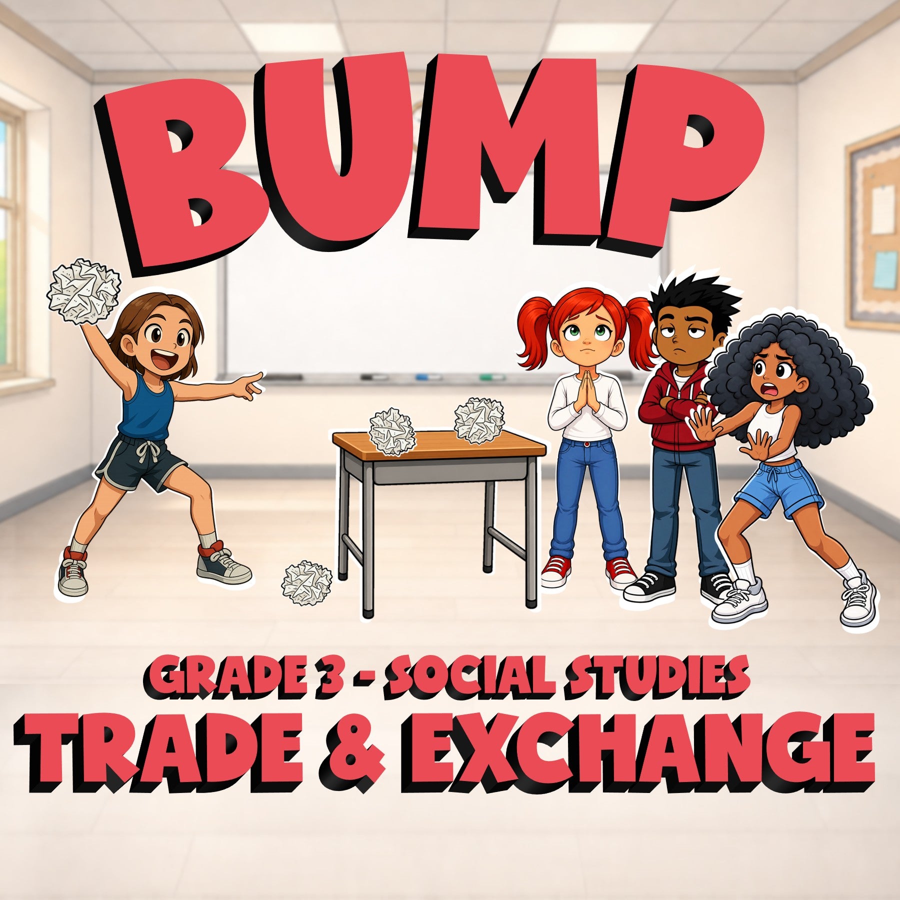 Trade & Exchange BUMP Socials Game - No Prep Grade 3 Review Activity
