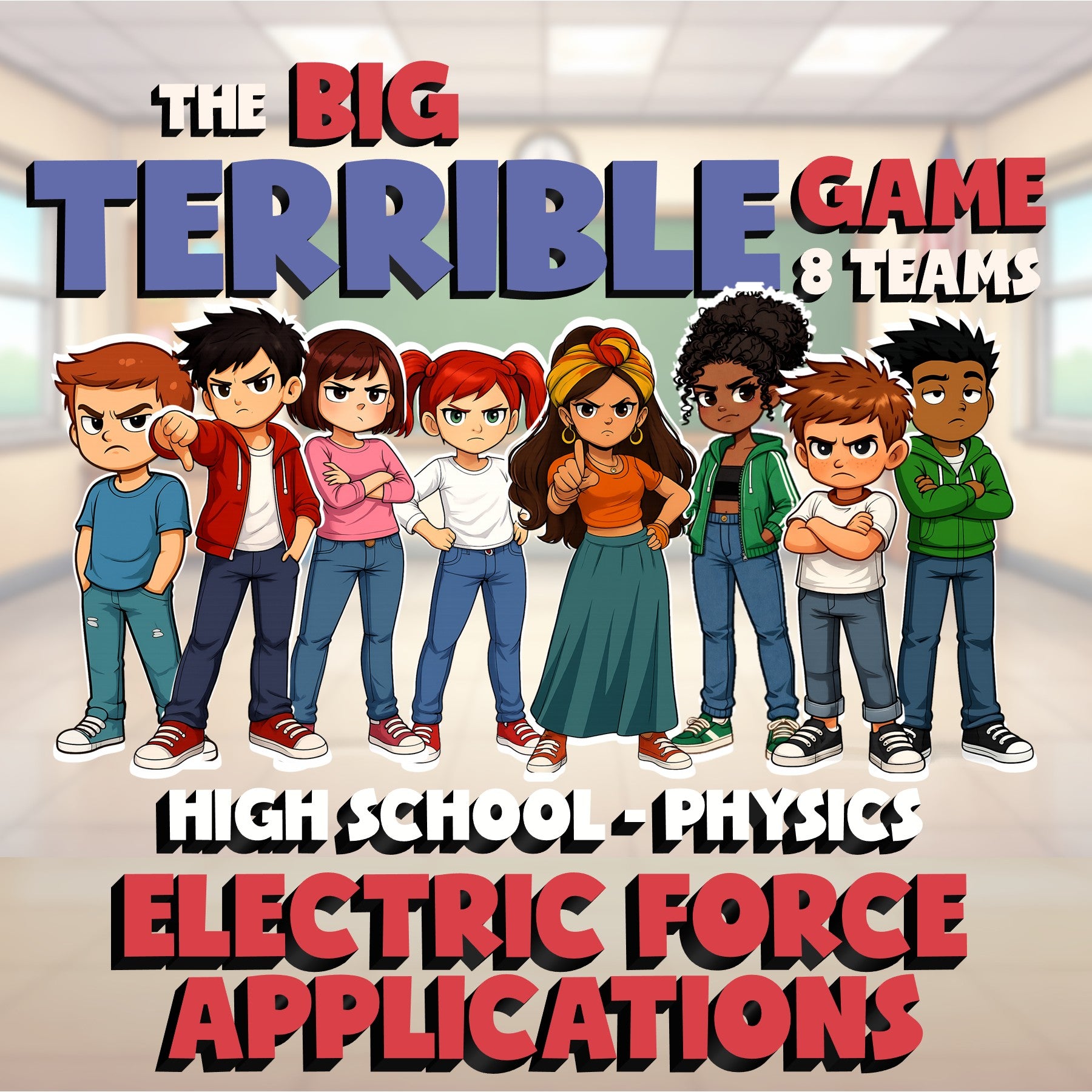 Electric Force Applications BIG TERRIBLE GAME - No Prep Physics Science Review