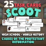 Causes of the Protestant Reformation SCOOT TASK CARDS Game - World History