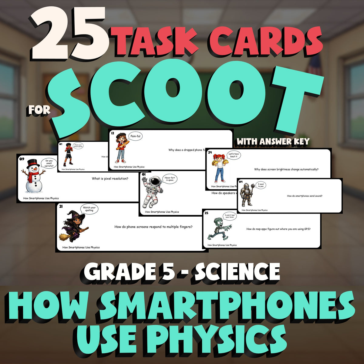 How Smartphones Use Physics SCOOT TASK CARDS Science Game - No Prep Grade 5
