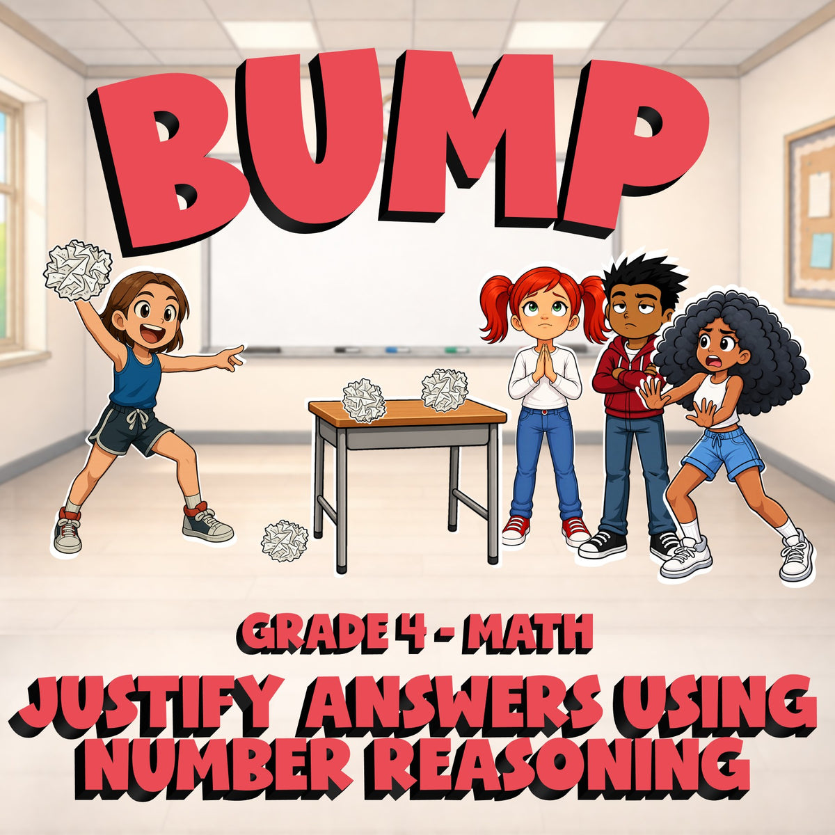 Justify Answers Using Number Reasoning BUMP Math Game - No Prep Grade 4 Review