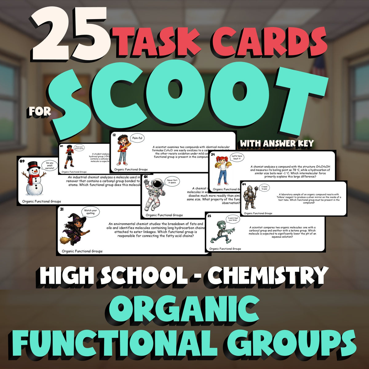 Organic Functional Groups SCOOT TASK CARDS Science Game - No Prep Chemistry