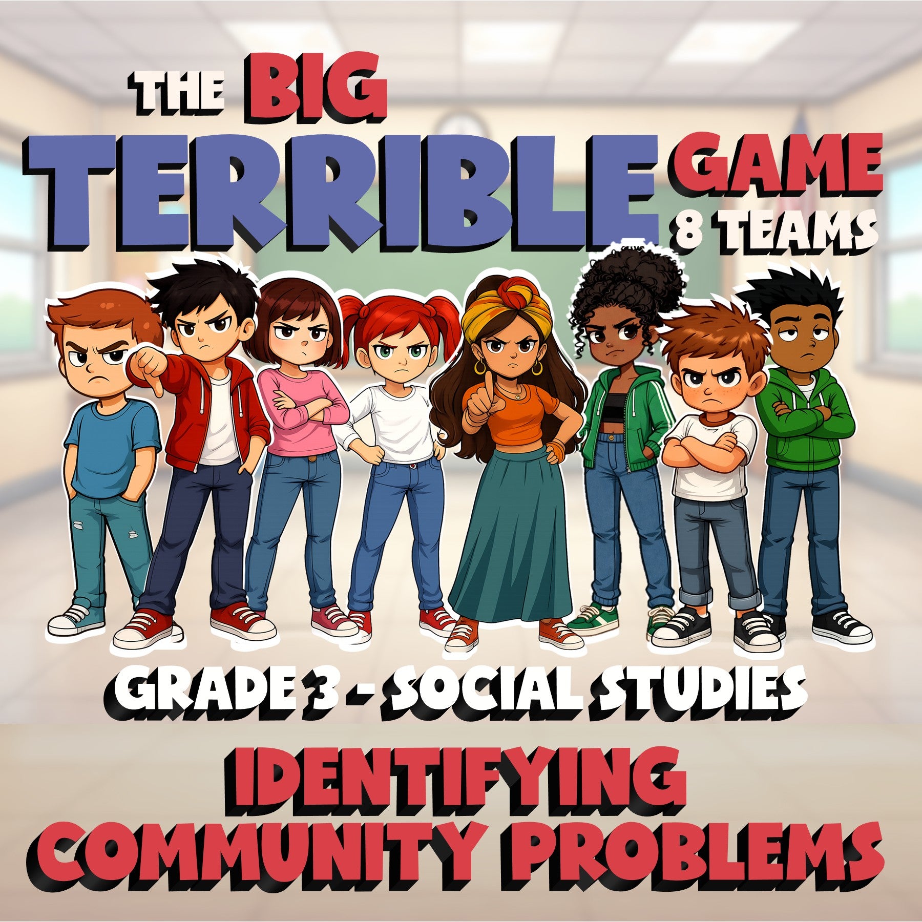 Identifying Community Problems BIG TERRIBLE GAME - Grade 3 Socials Review