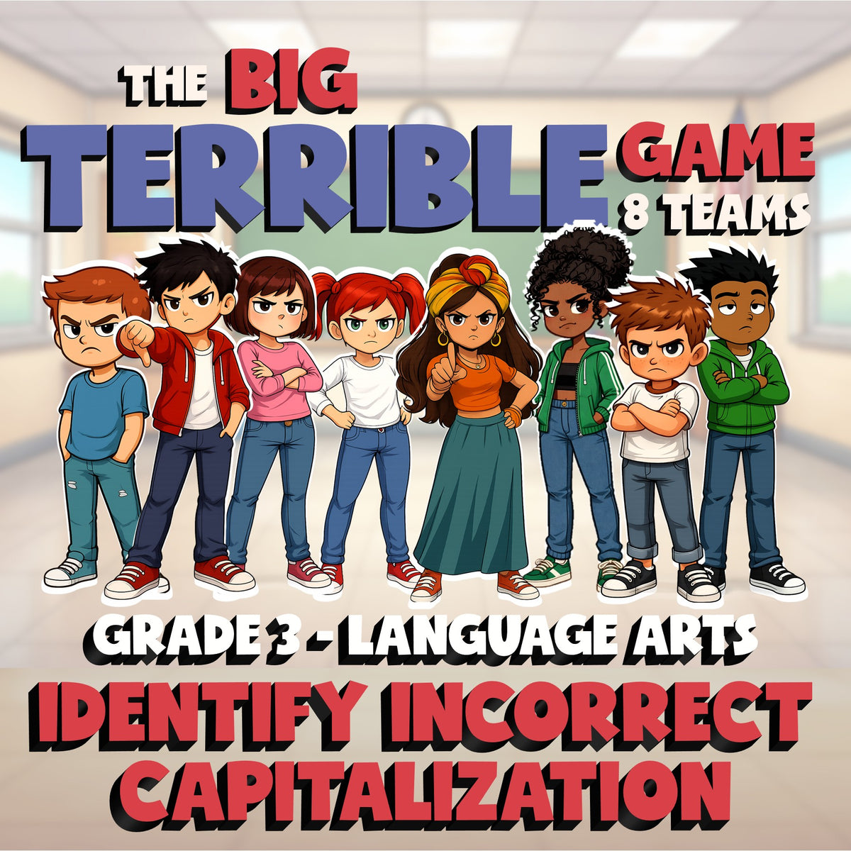 Identify Incorrect Capitalization BIG TERRIBLE GAME - No Prep Grade 3 ELA Review