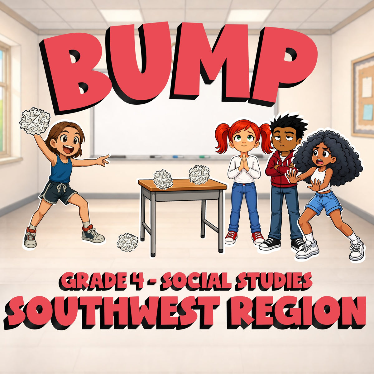 Southwest Region BUMP Socials Game - No Prep Grade 4 Review Activity