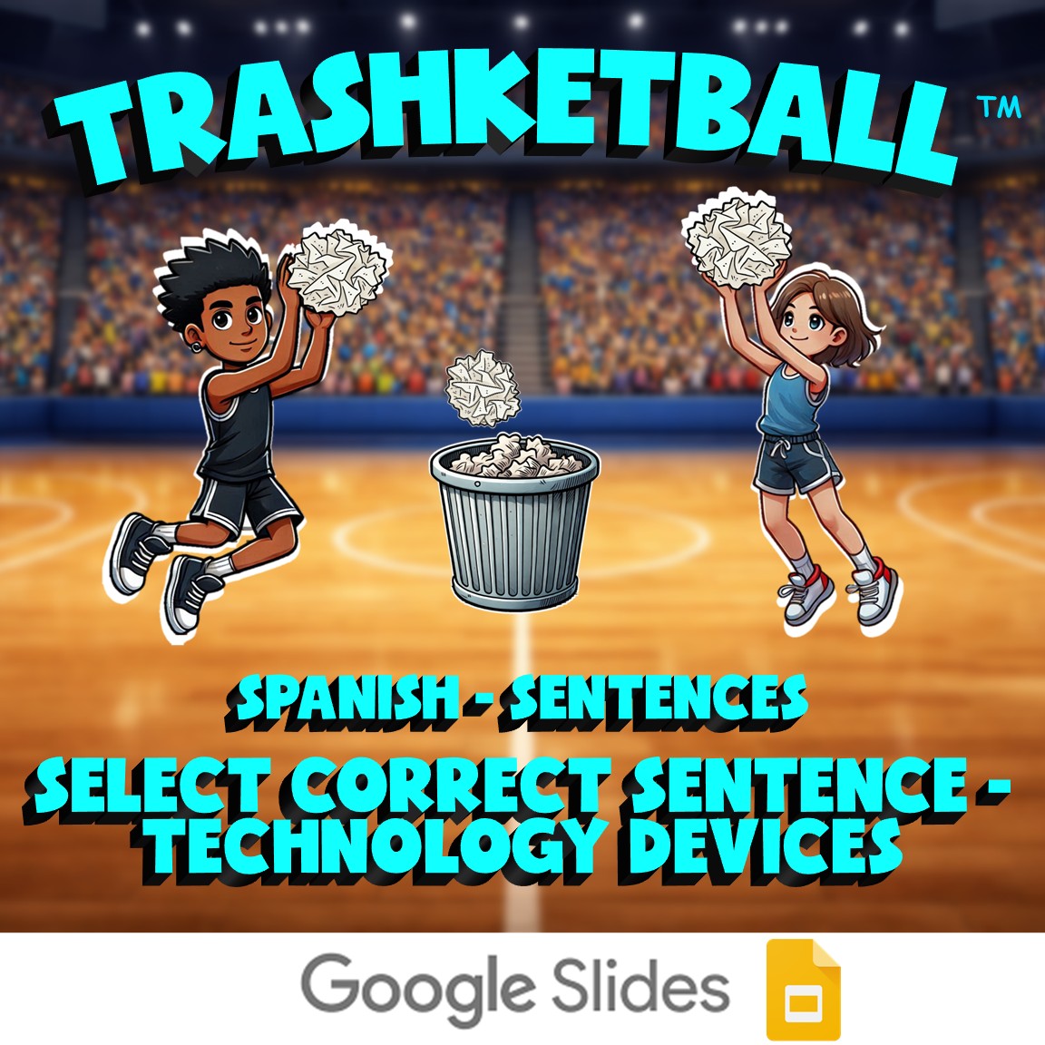 Select Correct Sentence - Technology Devices TRASHKETBALL Spanish Game - No Prep