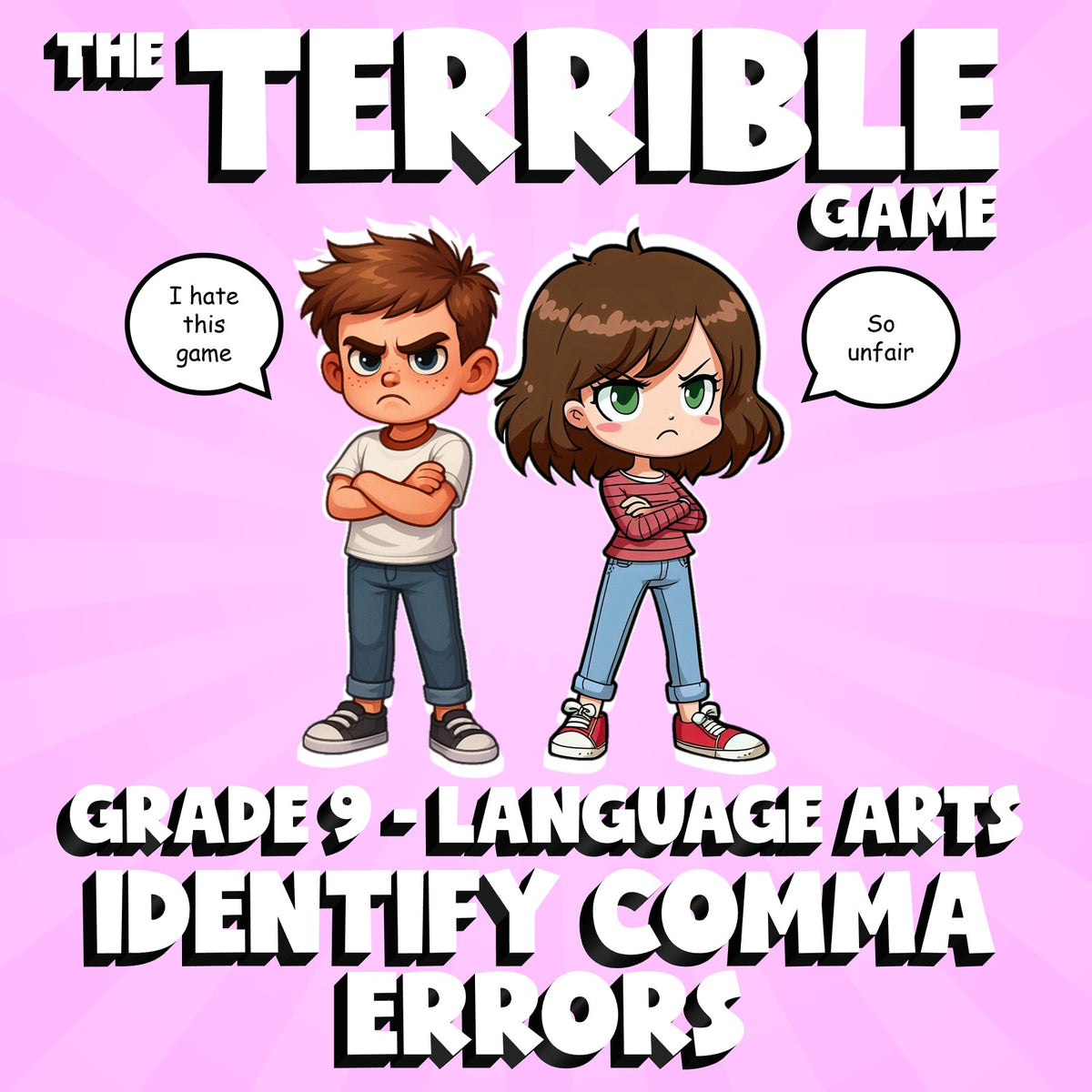 Identify Comma Errors THE TERRIBLE GAME - No Prep Grade 9 ELA Review Activity