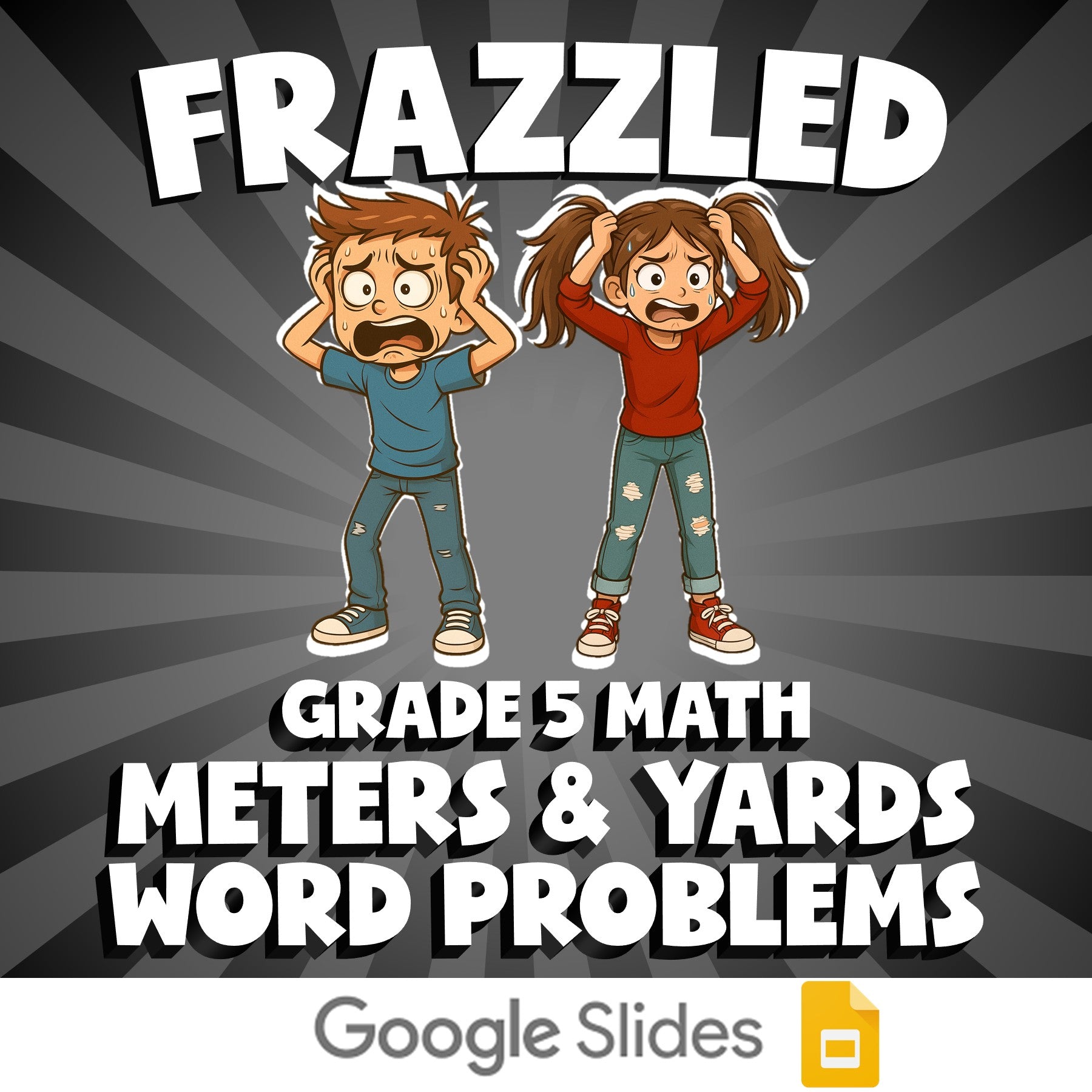 Meters & Yards Word Problems FRAZZLED Math Game - No Prep Grade 5 Review