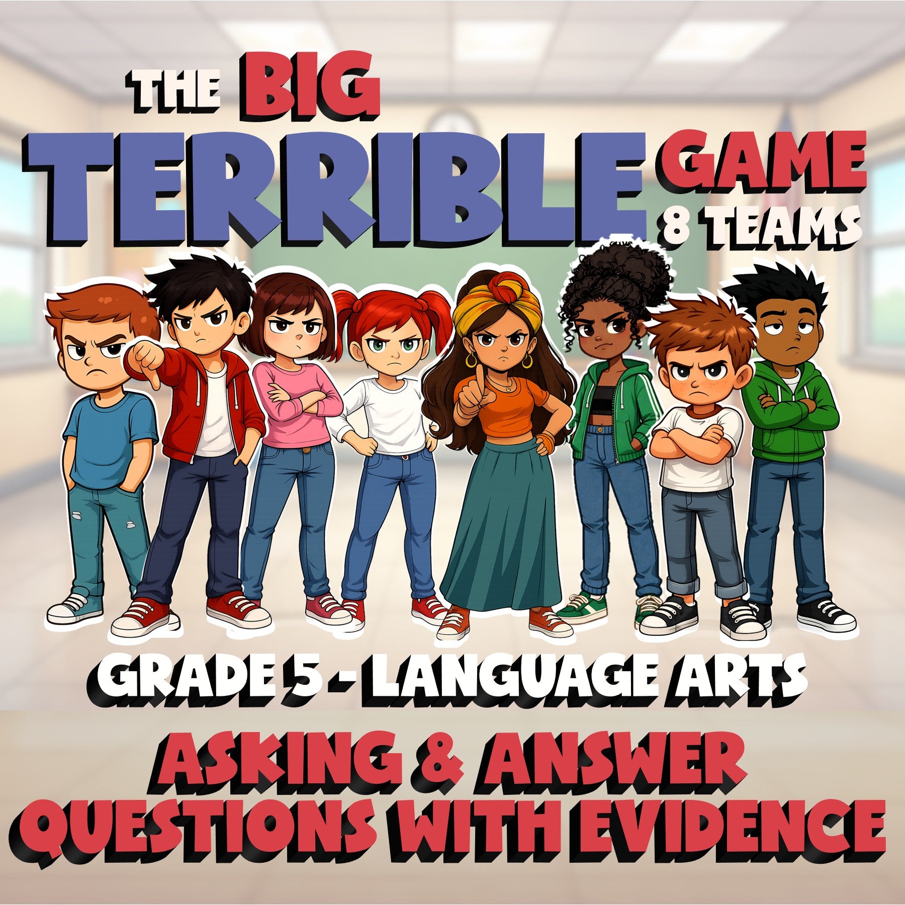 Asking & Answer Questions With Evidence BIG TERRIBLE GAME - Grade 5 ELA Review