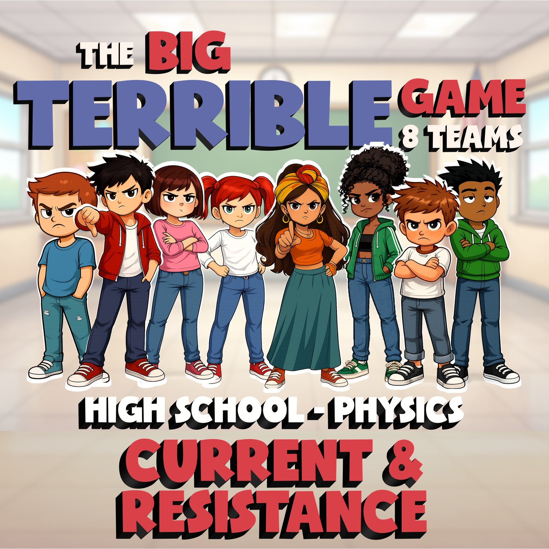 Current & Resistance BIG TERRIBLE GAME - No Prep Physics Science Review Activity