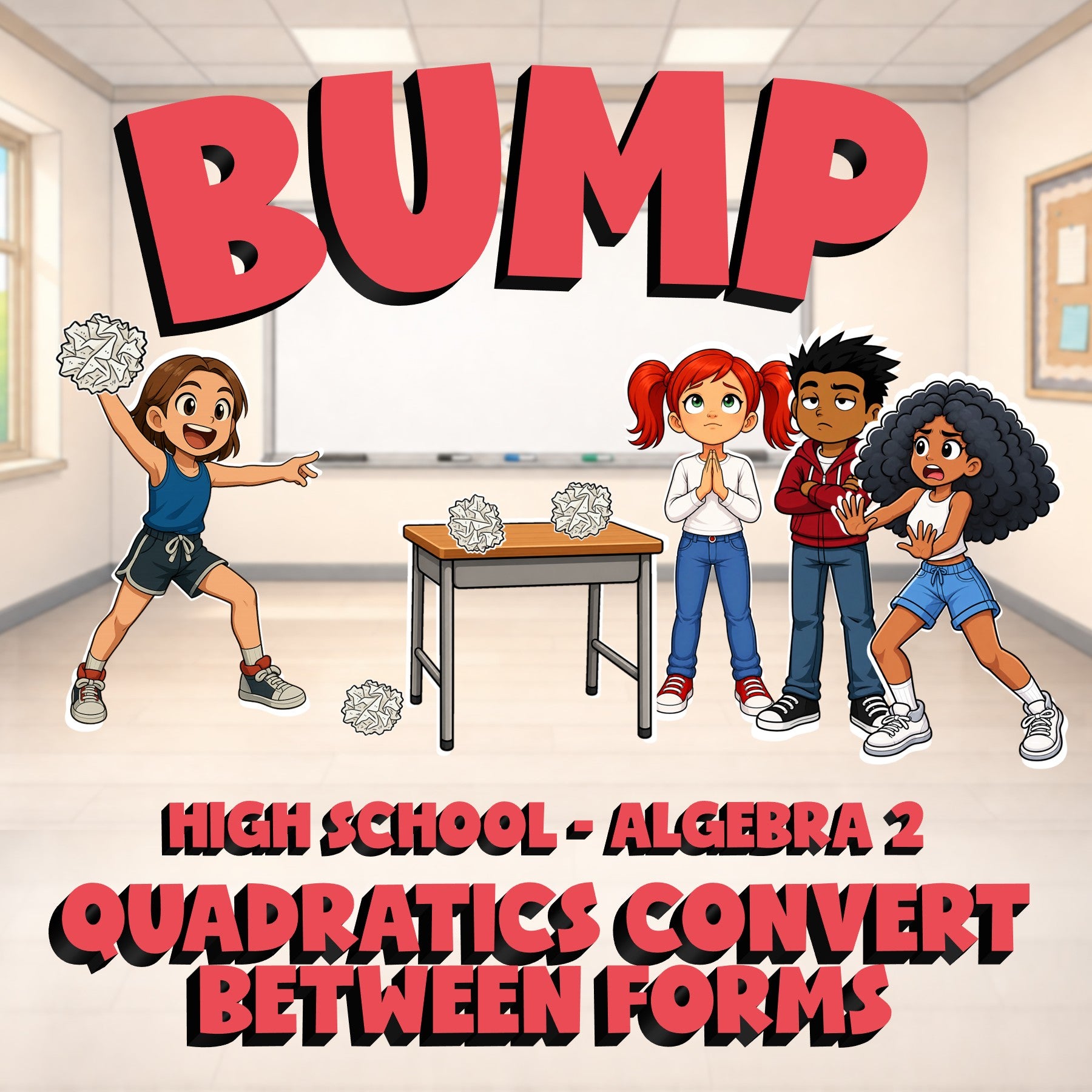 Quadratics Convert Between Forms BUMP Math Game - No Prep Algebra 2 Review