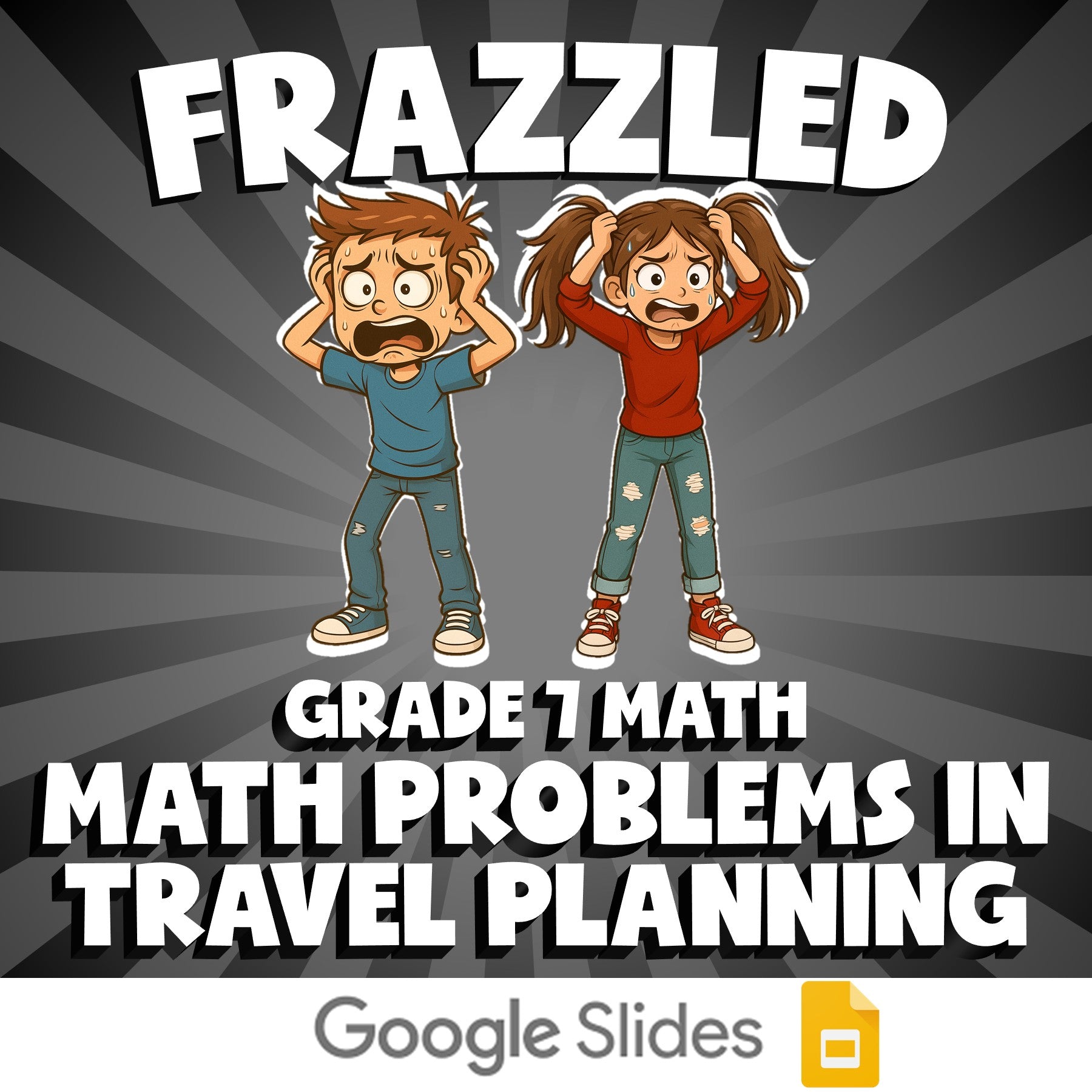 Math Problems in Travel Planning FRAZZLED Math Game - No Prep Grade 7 Review