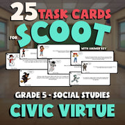 Civic Virtue SCOOT TASK CARDS Socials Game - No Prep Grade 5 Review Activity
