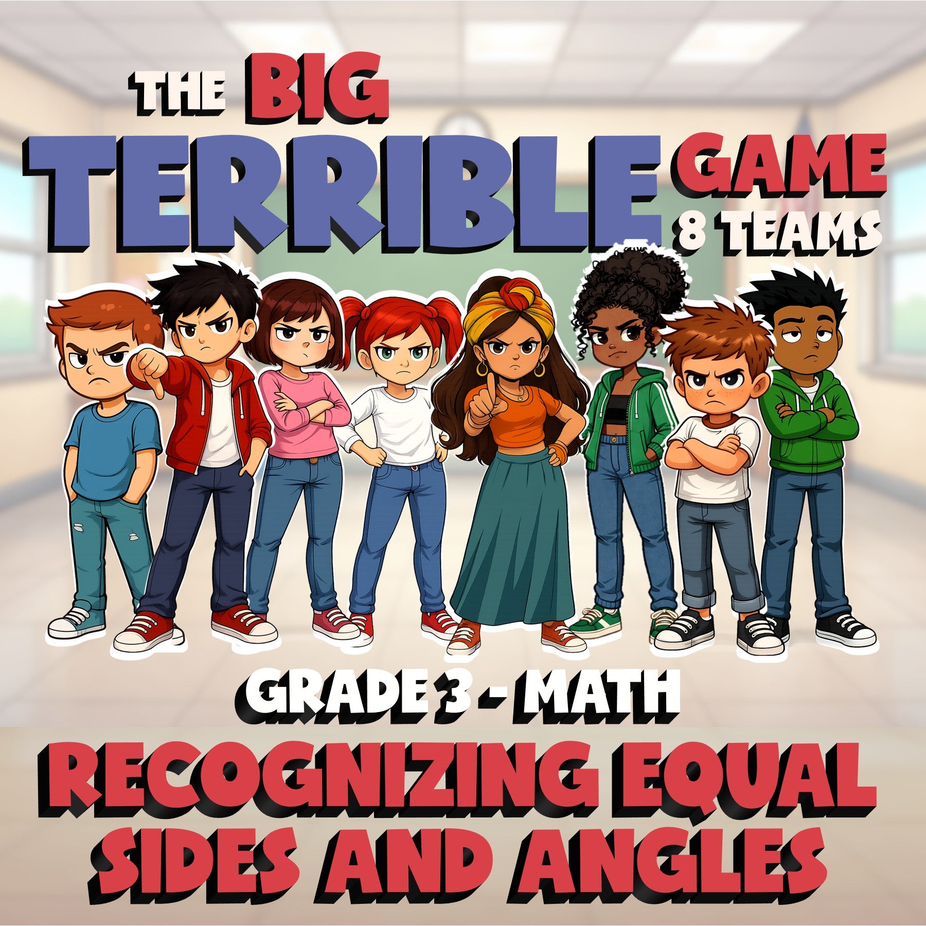 Recognizing Equal Sides and Angles BIG TERRIBLE GAME - Grade 3 Math Review