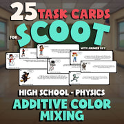 Additive Color Mixing SCOOT TASK CARDS Science Game - No Prep Physics Review