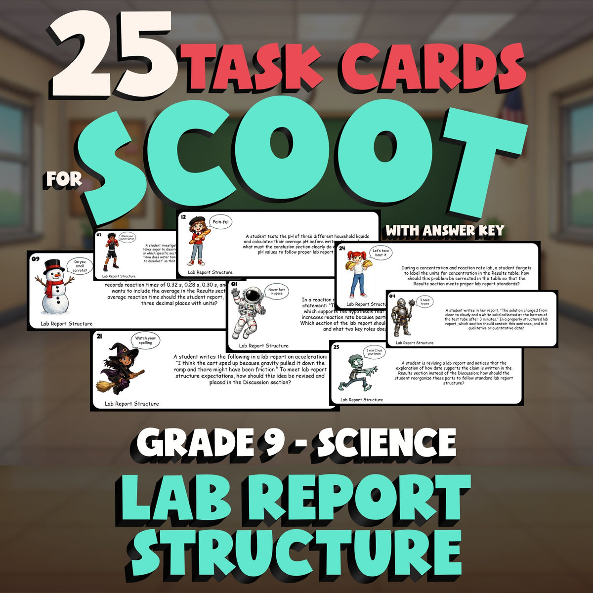 Lab Report Structure SCOOT TASK CARDS Science Game - No Prep Grade 9 Review