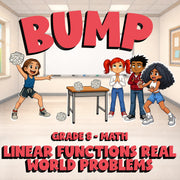 Linear Functions Real World Problems BUMP Math Game - No Prep Grade 8 Review