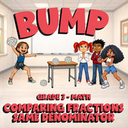 Comparing Fractions  Same Denominator BUMP Math Game - No Prep Grade 3 Review