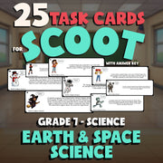 Earth & Space Science SCOOT TASK CARDS Science Game - No Prep Grade 7 Review