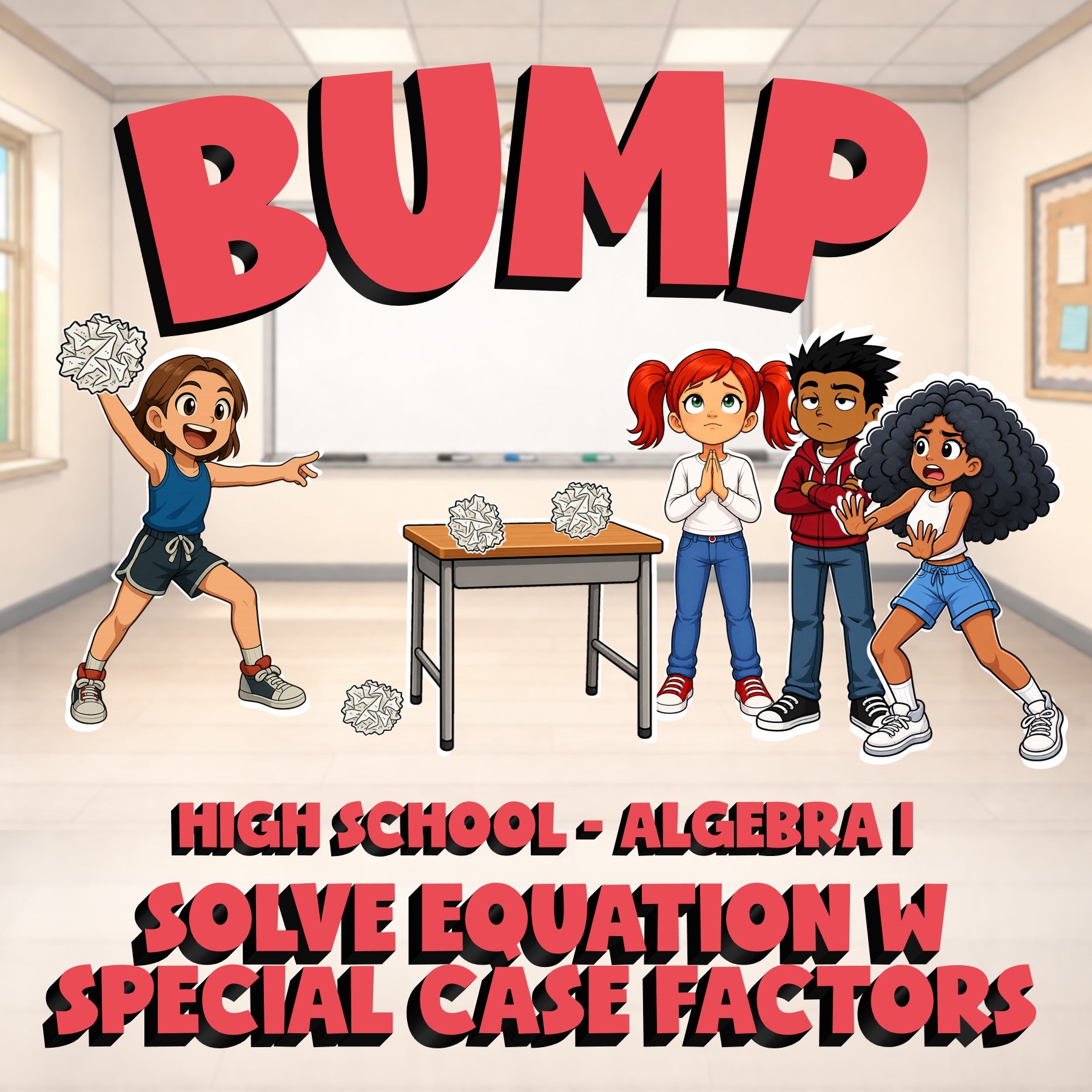 Solve Equation w Special Case Factors BUMP Math Game - No Prep Algebra 1 Review