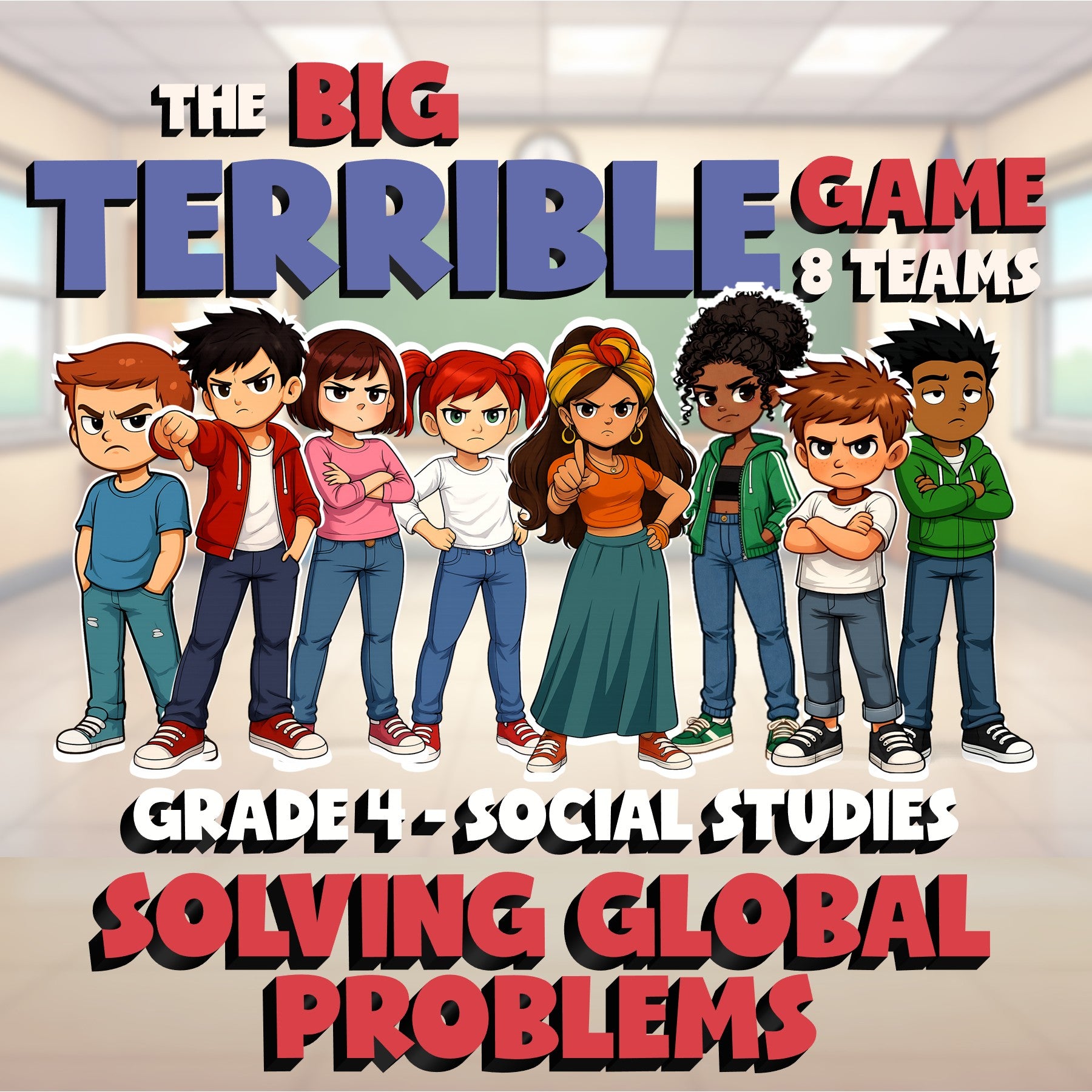 Solving Global Problems BIG TERRIBLE GAME - No Prep Grade 4 Socials Review