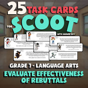 Evaluate Effectiveness of Rebuttals SCOOT TASK CARDS ELA Game - No Prep Grade 7