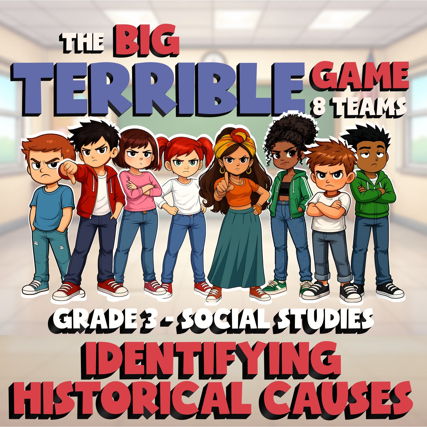 Identifying Historical Causes BIG TERRIBLE GAME - No Prep Grade 3 Socials Review